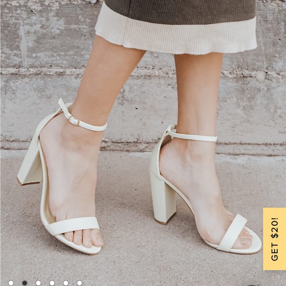 Lulu’s Taylor Off White Ivory Block Heel Sandal, Size 7.5 NWT - Picture 5 of 6